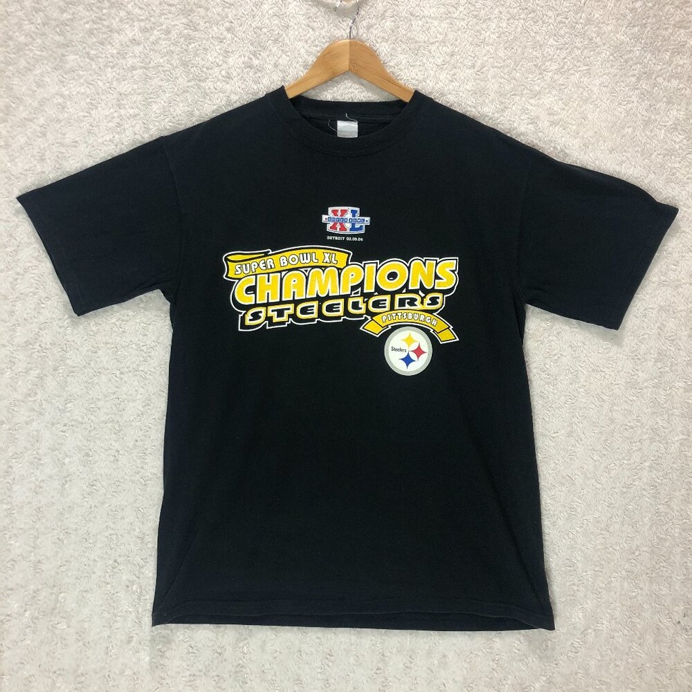 Steelers Super Bowl XL Champions T-Shirt Football Graphic Tee Size Medium